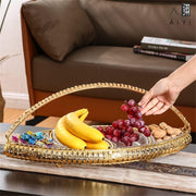 Chandler Golden Fruit Basket with Glass Appetizer Plate & Handle