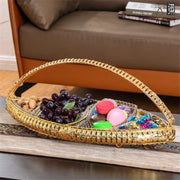 Chandler Golden Fruit Basket with Glass Appetizer Plate & Handle